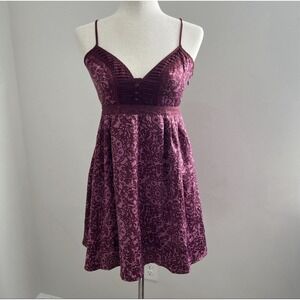 DKNY Jeans Y2K Babydoll Dress Small Plum Boho Empire Waist Coquette Romantic